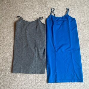 Two long torso nylon/spandex tanks